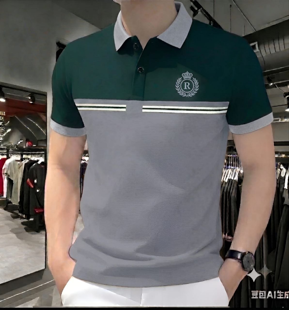 Men’s Color-Block Polo Shirt, =2