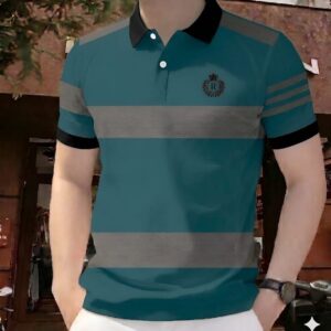 teal color-block polo shirt =13