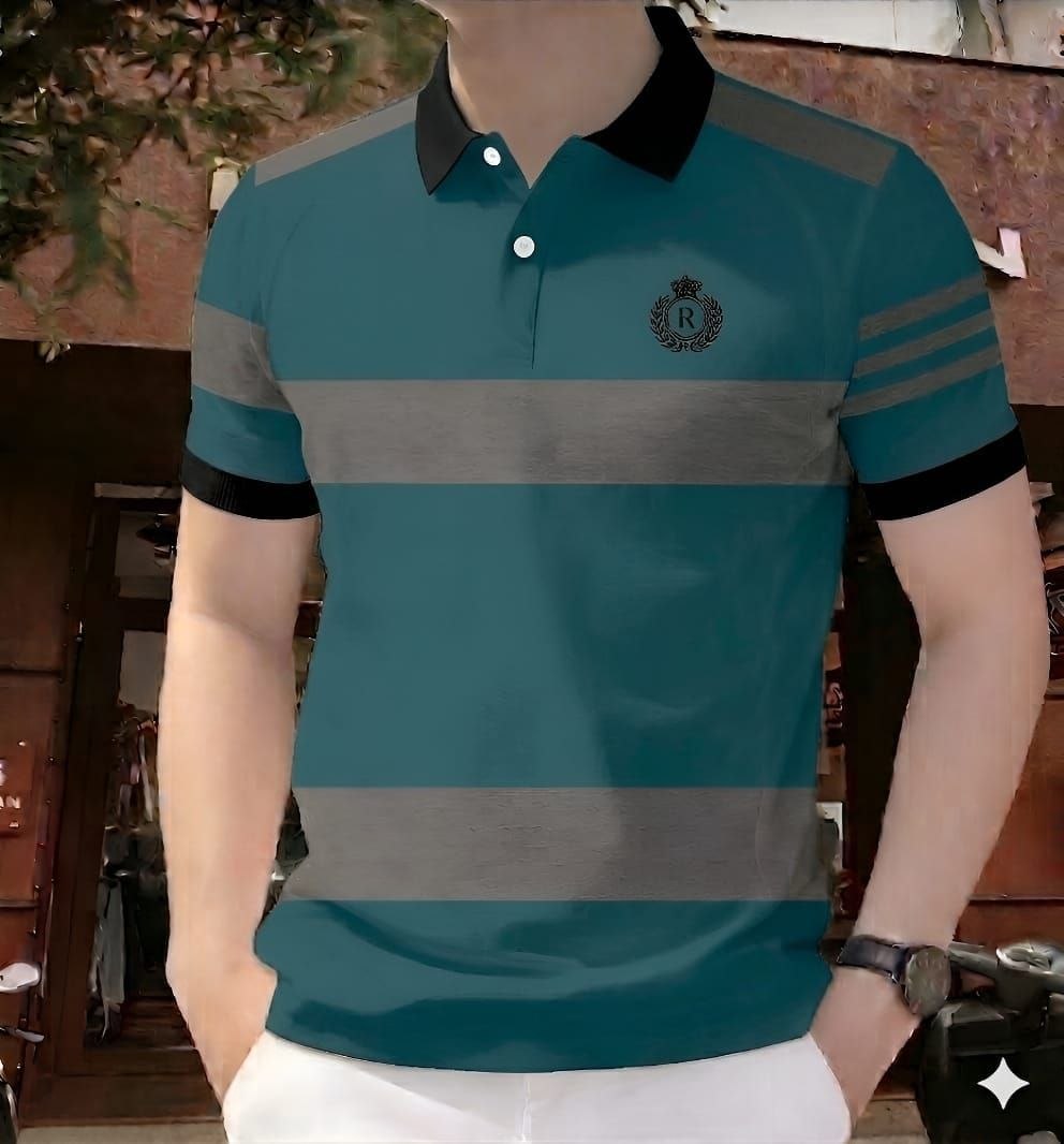 teal color-block polo shirt =13