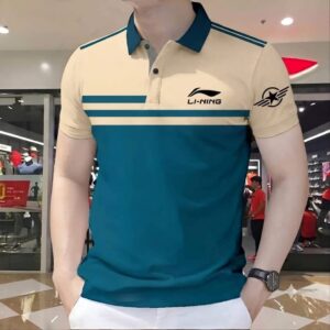 Teal Blue & Gold Paisley Premium Polo Shirt